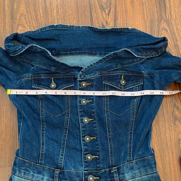 VENUS Dark Blue Off-Shoulder Denim Jumpsuit    Size 2 - Picture 10 of 10